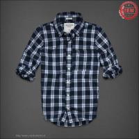 heren abercrombie fitch plaid lang overhemd donkerblauw zwart wit Winkel Almere Stad 7pcsk714